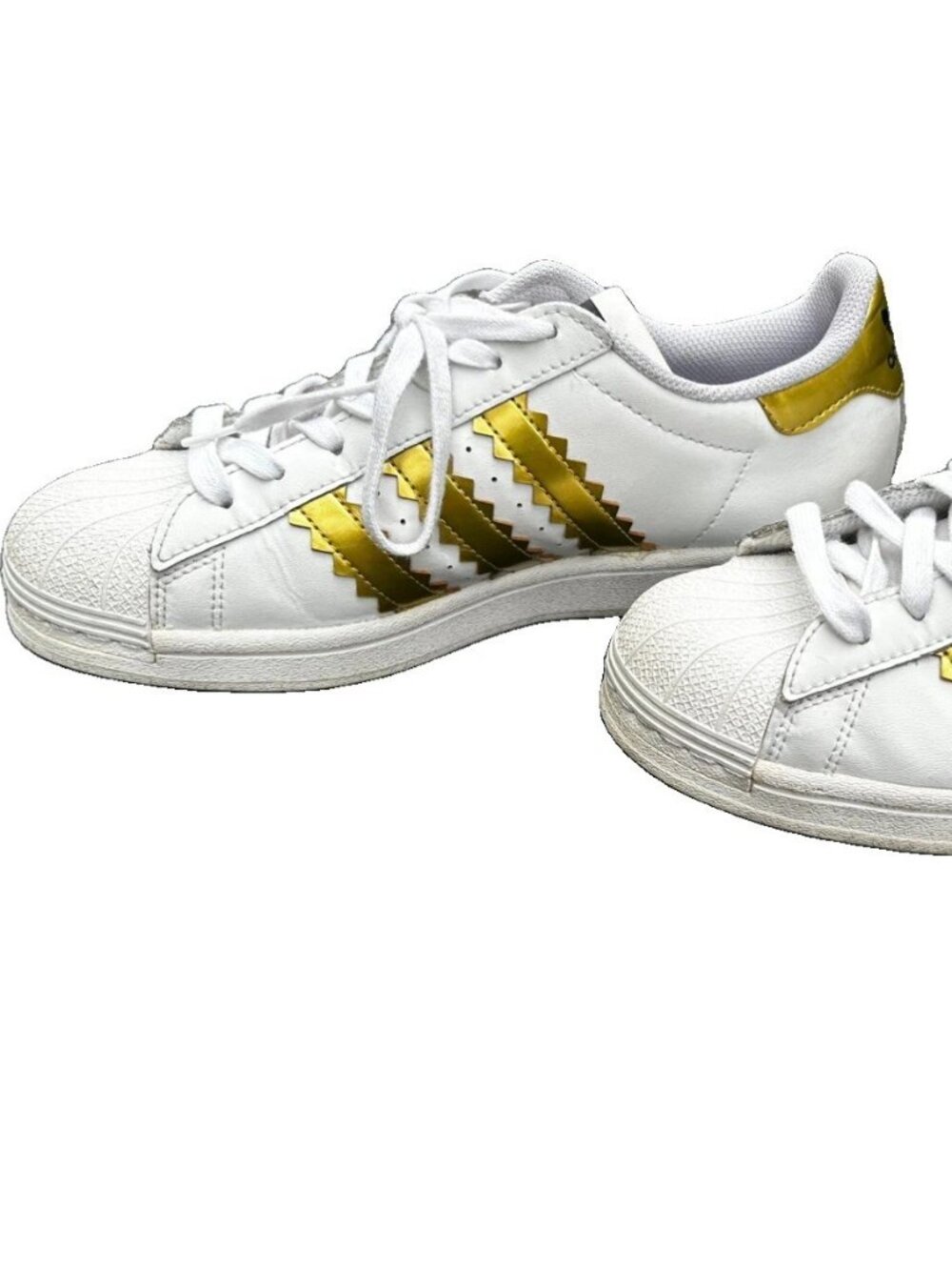 Womens Adidas Originals Superstar White Matte Gold Black sz 9 H03915 Metallic